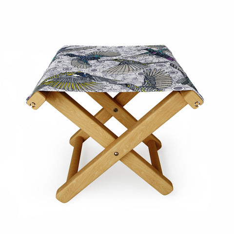 Sharon Turner hum sun honey birds basalt Folding Stool