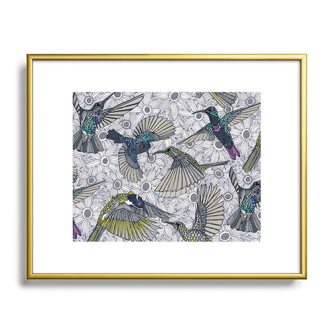 Sharon Turner hum sun honey birds basalt Metal Framed Art Print
