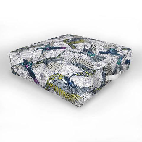 Sharon Turner hum sun honey birds basalt Outdoor Floor Cushion