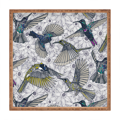 Sharon Turner hum sun honey birds basalt Square Tray