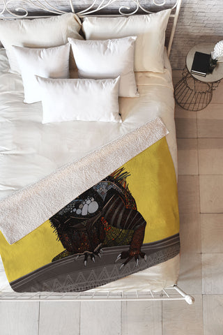 Sharon Turner iguana Fleece Throw Blanket