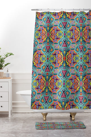 Sharon Turner Ikat Doodle Shower Curtain And Mat