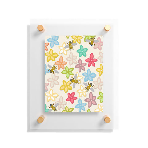 Sharon Turner Indian Summer flowers and bees Floating Acrylic Print