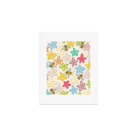 Sharon Turner Indian Summer flowers and bees Art Print