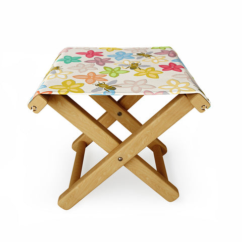 Sharon Turner Indian Summer flowers and bees Folding Stool