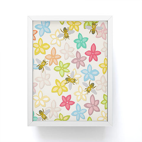 Sharon Turner Indian Summer flowers and bees Framed Mini Art Print