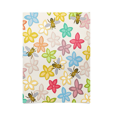 Sharon Turner Indian Summer flowers and bees Poster