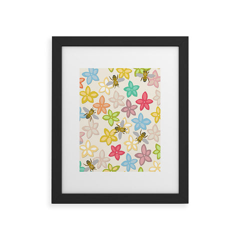 Sharon Turner Indian Summer flowers and bees Framed Art Print