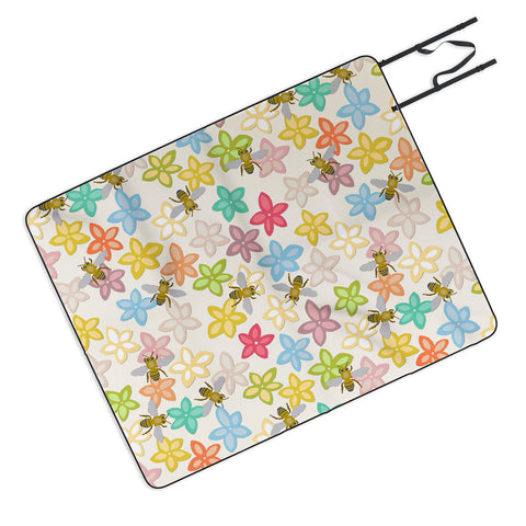 Sharon Turner Indian Summer flowers and bees Picnic Blanket