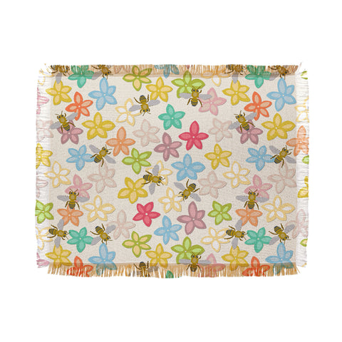 Sharon Turner Indian Summer flowers and bees Throw Blanket