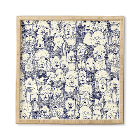 Sharon Turner just alpacas indigo Framed Wall Art