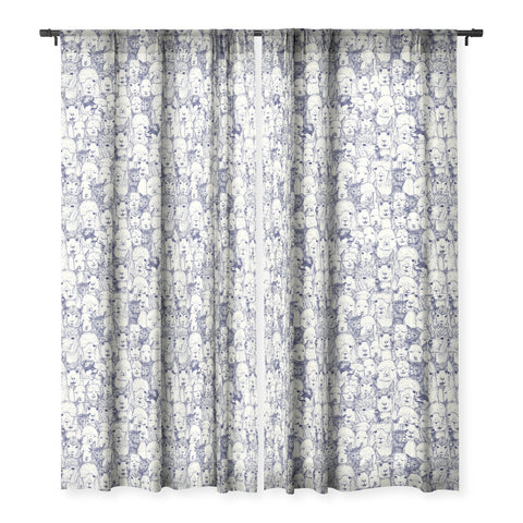 Sharon Turner just alpacas indigo Sheer Window Curtain