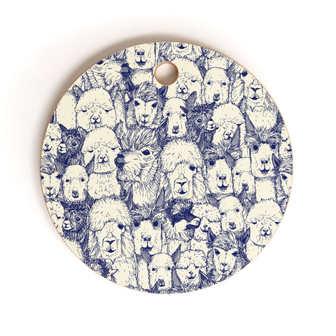 Sharon Turner just alpacas indigo Cutting Board Round
