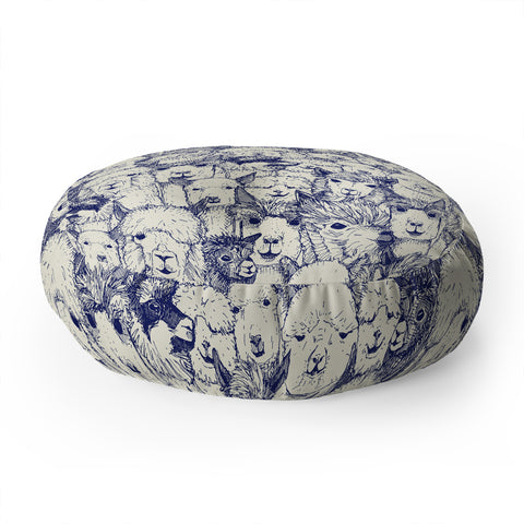 Sharon Turner just alpacas indigo Floor Pillow Round