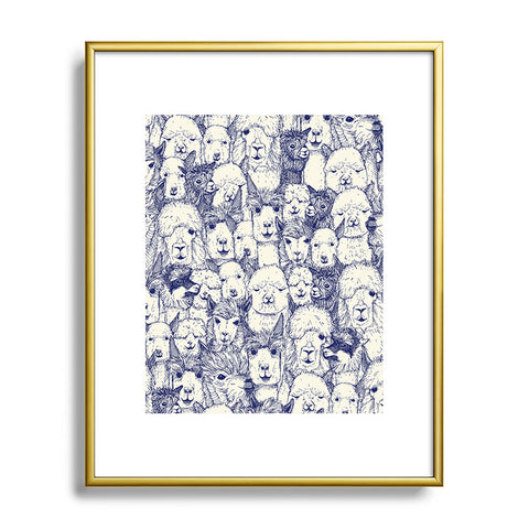 Sharon Turner just alpacas indigo Metal Framed Art Print