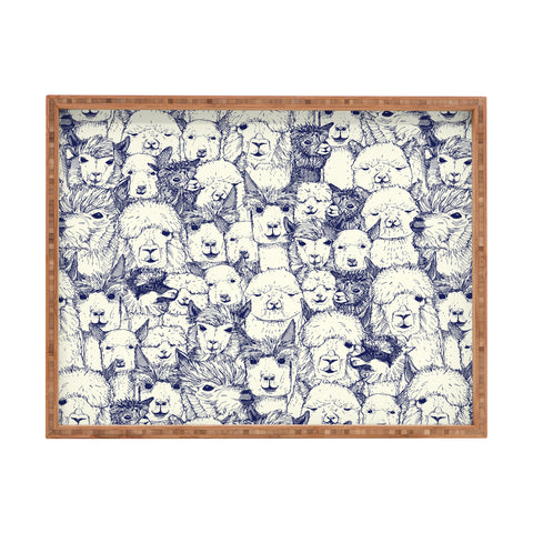 Sharon Turner just alpacas indigo Rectangular Tray