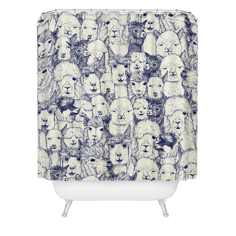 Sharon Turner just alpacas indigo Shower Curtain