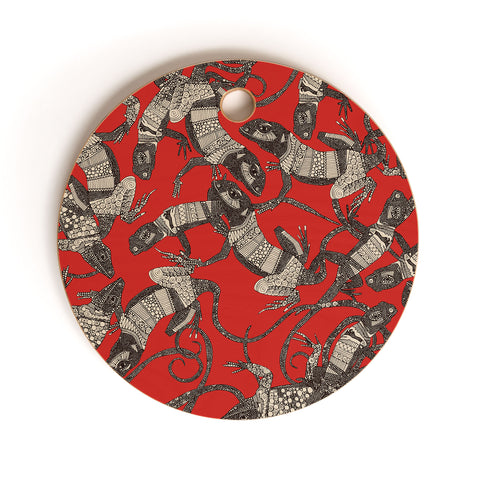 Sharon Turner just lizards red Cutting Board Round