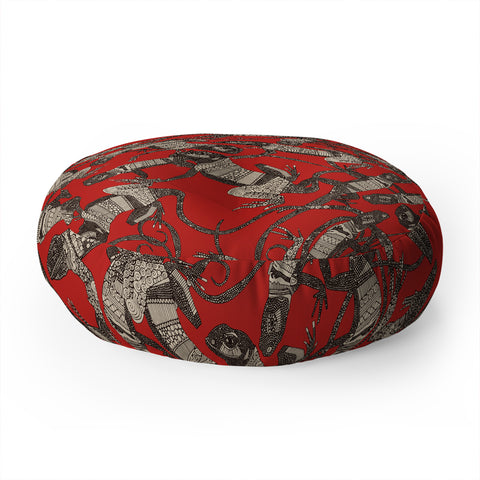 Sharon Turner just lizards red Floor Pillow Round