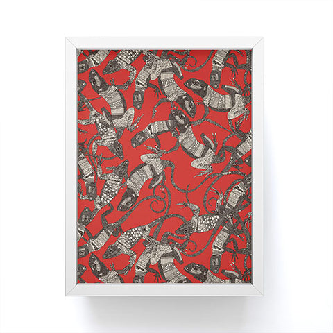Sharon Turner just lizards red Framed Mini Art Print