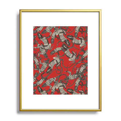 Sharon Turner just lizards red Metal Framed Art Print