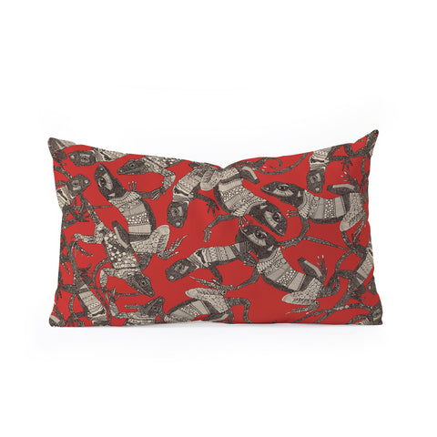 Sharon Turner just lizards red Oblong Throw Pillow