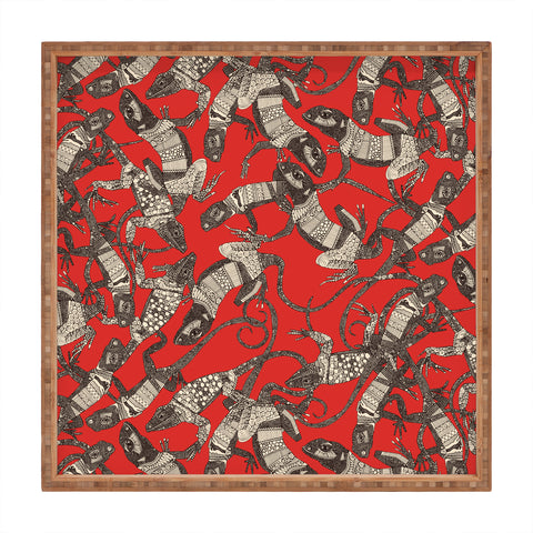 Sharon Turner just lizards red Square Tray