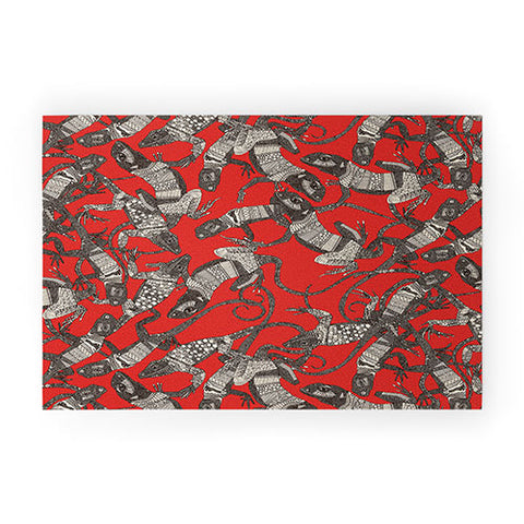Sharon Turner just lizards red Welcome Mat