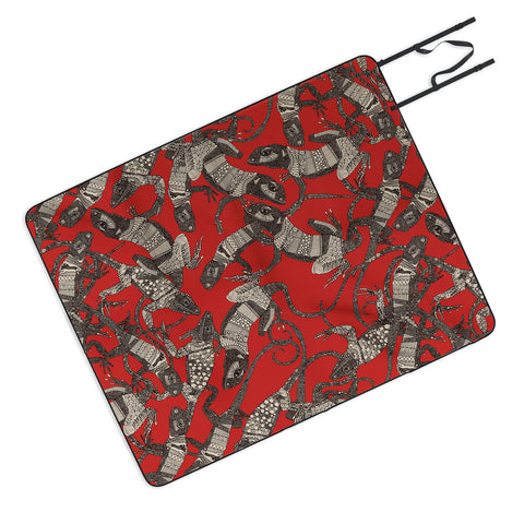 Sharon Turner just lizards red Picnic Blanket
