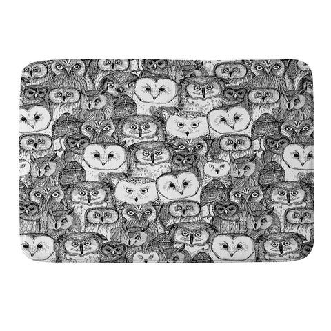Sharon Turner just owls black white Memory Foam Bath Mat