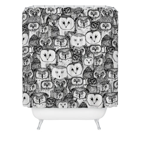 Sharon Turner just owls black white Shower Curtain