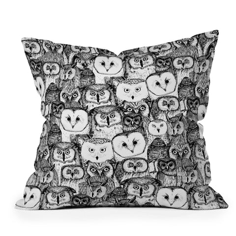 Sharon Turner just owls black white Throw Pillow