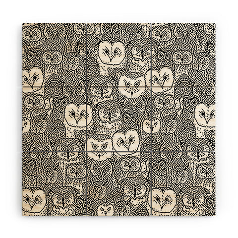Sharon Turner just owls black white Wood Wall Mural