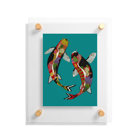 Sharon Turner koi teal blue Floating Acrylic Print