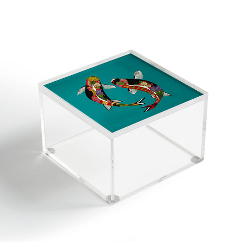 Sharon Turner koi teal blue Acrylic Box
