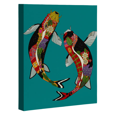 Sharon Turner koi teal blue Art Canvas