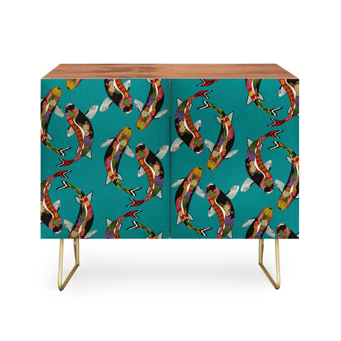 Sharon Turner koi teal blue Credenza