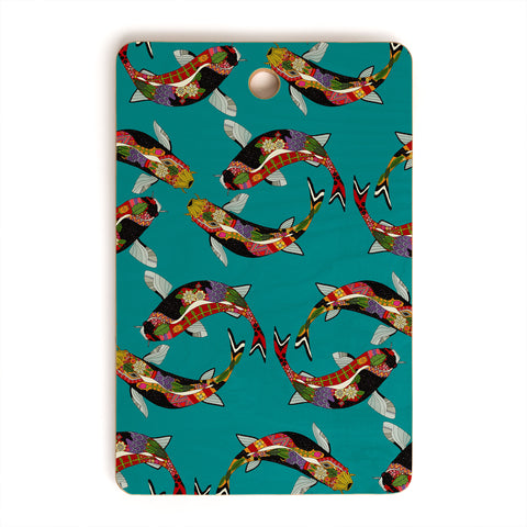 Sharon Turner koi teal blue Cutting Board Rectangle