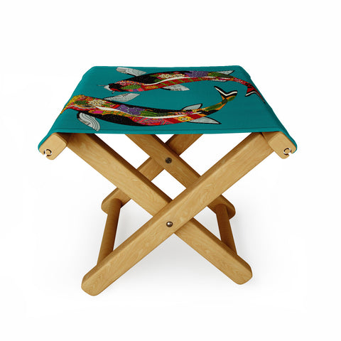 Sharon Turner koi teal blue Folding Stool