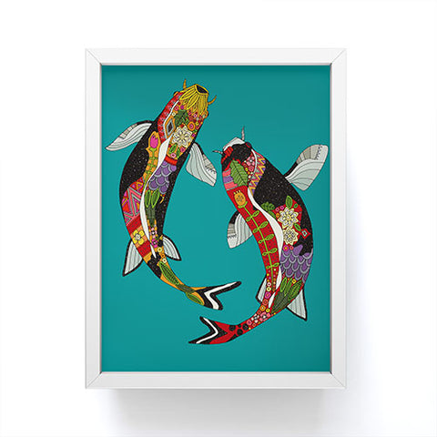 Sharon Turner koi teal blue Framed Mini Art Print