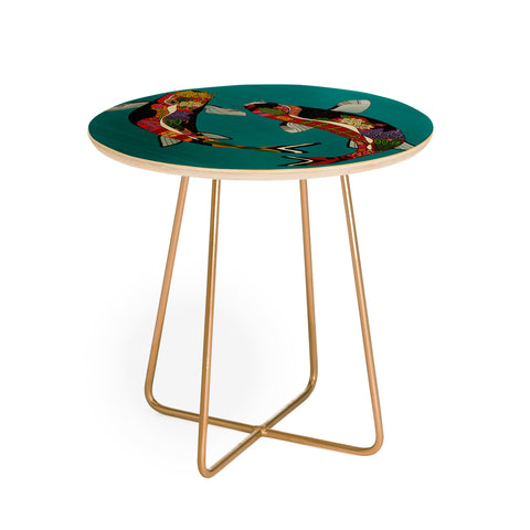 Sharon Turner koi teal blue Round Side Table