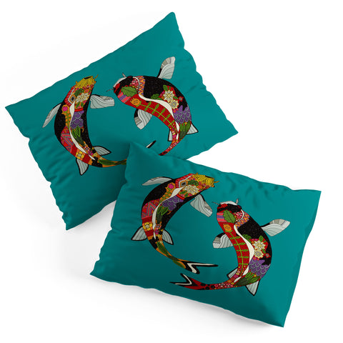 Sharon Turner koi teal blue Pillow Shams