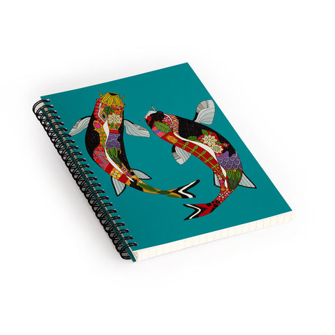 Sharon Turner koi teal blue Spiral Notebook