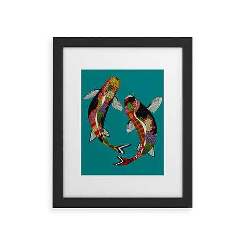 Sharon Turner koi teal blue Framed Art Print