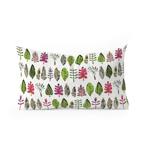 Sharon Turner Leaves And Feathers Oblong Throw Pillow