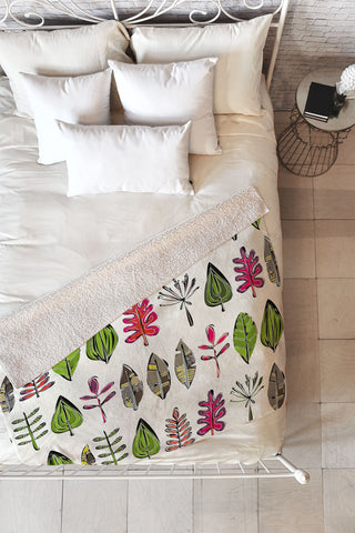 Sharon Turner Leaves And Feathers Fleece Throw Blanket