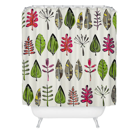 Sharon Turner Leaves And Feathers Shower Curtain