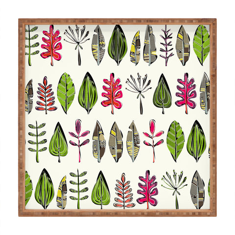 Sharon Turner Leaves And Feathers Square Tray