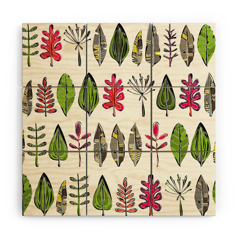 Sharon Turner Leaves And Feathers Wood Wall Mural