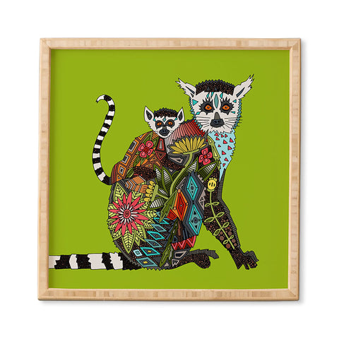 Sharon Turner Lemur Love Lime Framed Wall Art